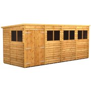 Power 16x6 Pent Garden Shed Overlap - Double Door